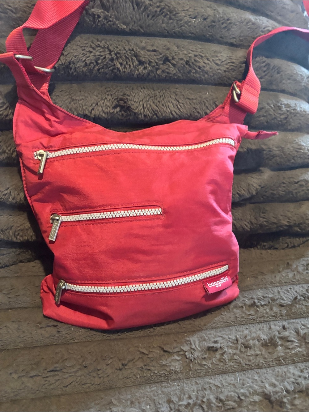 Baggallini Red Multi-Zip Crossbody Bag